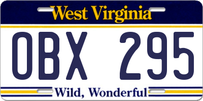 WV license plate OBX295