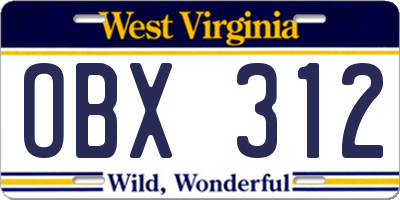 WV license plate OBX312