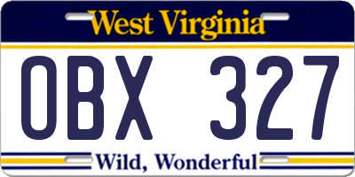 WV license plate OBX327