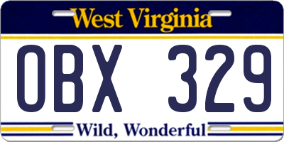 WV license plate OBX329