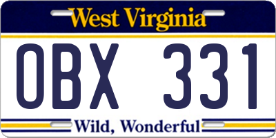WV license plate OBX331