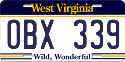 WV license plate OBX339