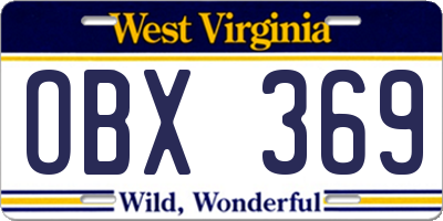 WV license plate OBX369
