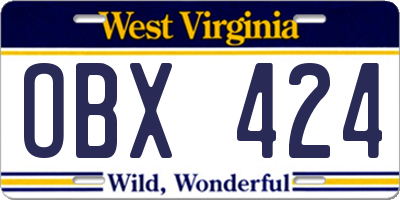 WV license plate OBX424