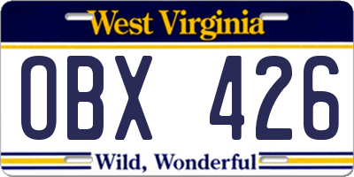 WV license plate OBX426