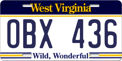 WV license plate OBX436