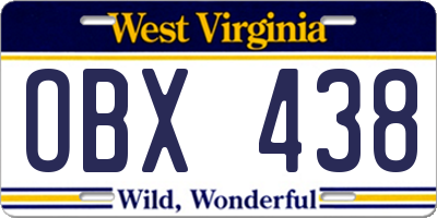 WV license plate OBX438