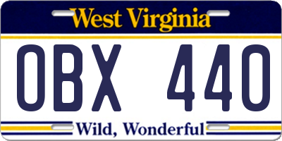 WV license plate OBX440