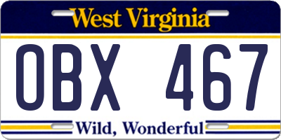 WV license plate OBX467