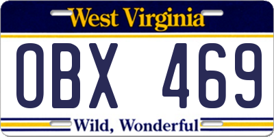 WV license plate OBX469