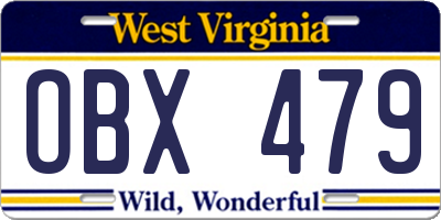 WV license plate OBX479