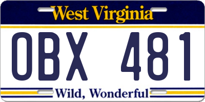 WV license plate OBX481