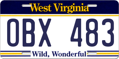 WV license plate OBX483