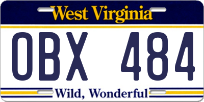 WV license plate OBX484