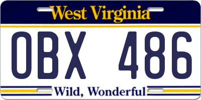 WV license plate OBX486