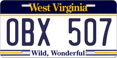 WV license plate OBX507
