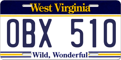 WV license plate OBX510