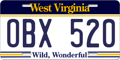WV license plate OBX520