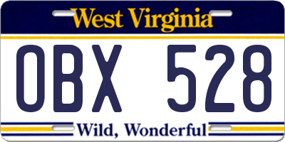 WV license plate OBX528