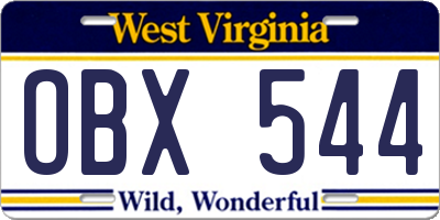 WV license plate OBX544