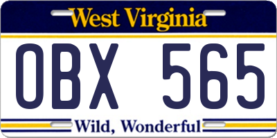 WV license plate OBX565