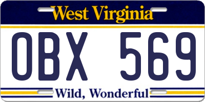 WV license plate OBX569