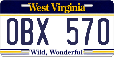 WV license plate OBX570