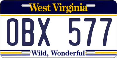 WV license plate OBX577