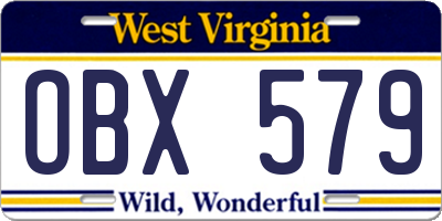 WV license plate OBX579