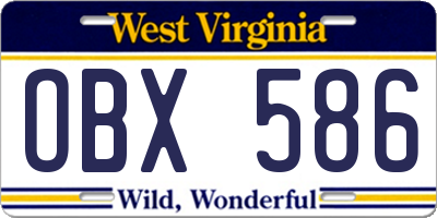 WV license plate OBX586