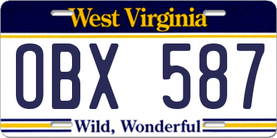 WV license plate OBX587