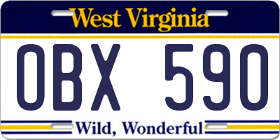WV license plate OBX590