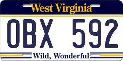 WV license plate OBX592