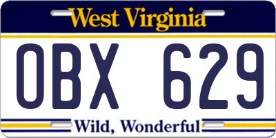 WV license plate OBX629