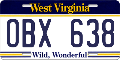WV license plate OBX638