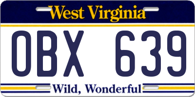 WV license plate OBX639