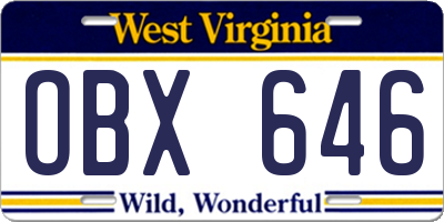 WV license plate OBX646