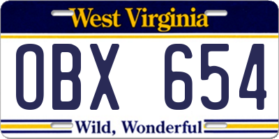 WV license plate OBX654