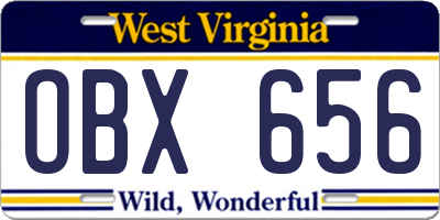WV license plate OBX656