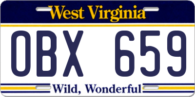 WV license plate OBX659