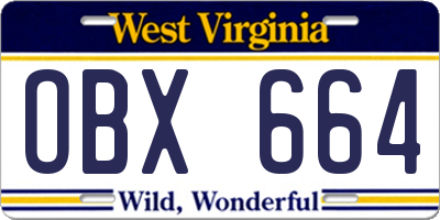 WV license plate OBX664