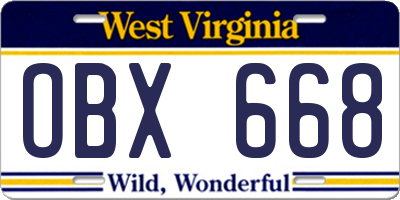 WV license plate OBX668