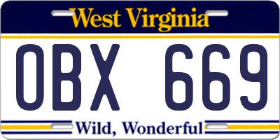 WV license plate OBX669
