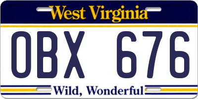 WV license plate OBX676