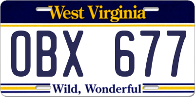 WV license plate OBX677