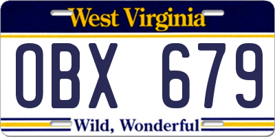 WV license plate OBX679