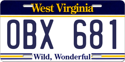 WV license plate OBX681