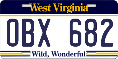 WV license plate OBX682