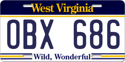 WV license plate OBX686