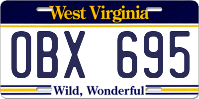 WV license plate OBX695